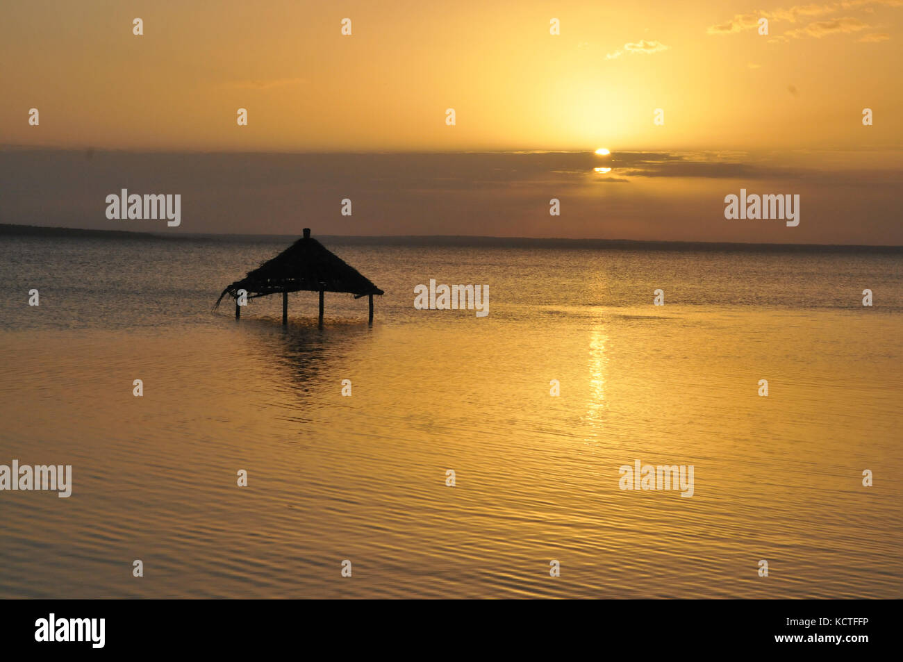 sunset on lake Stock Photo