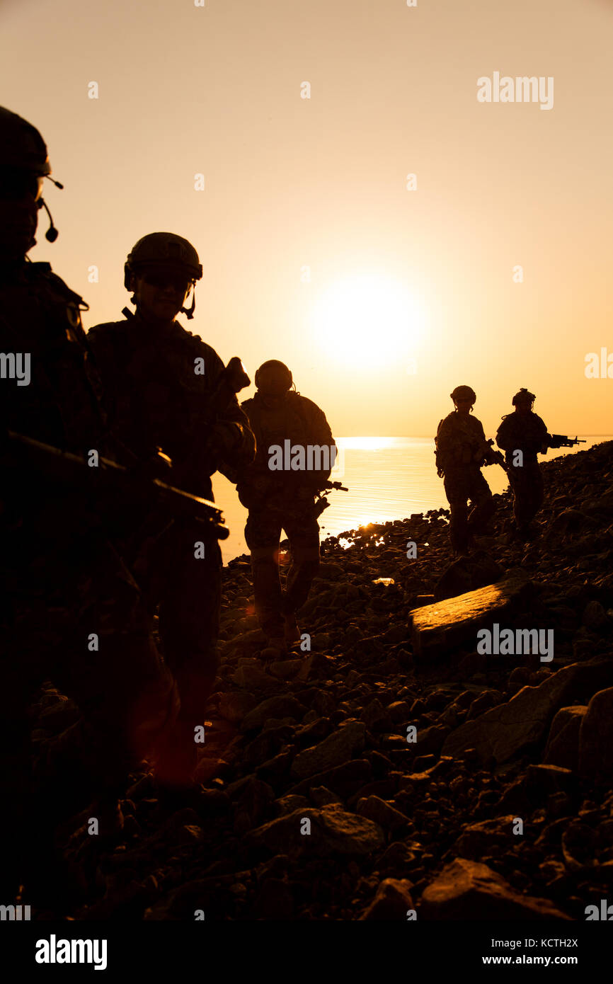 Army soldier silhouettes Stock Photo