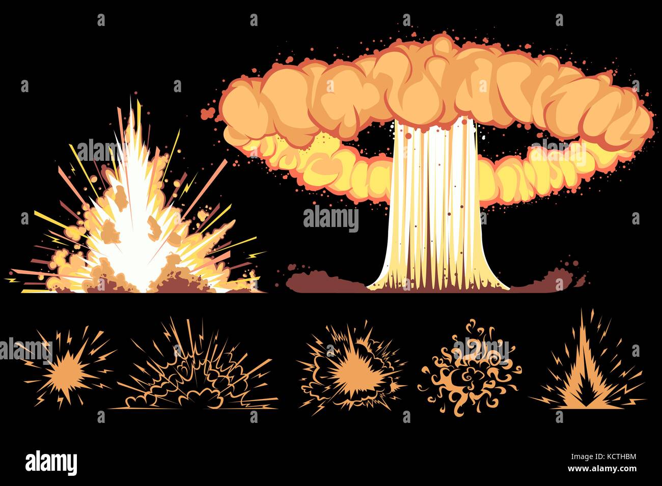 explosions on a black background Stock Vector