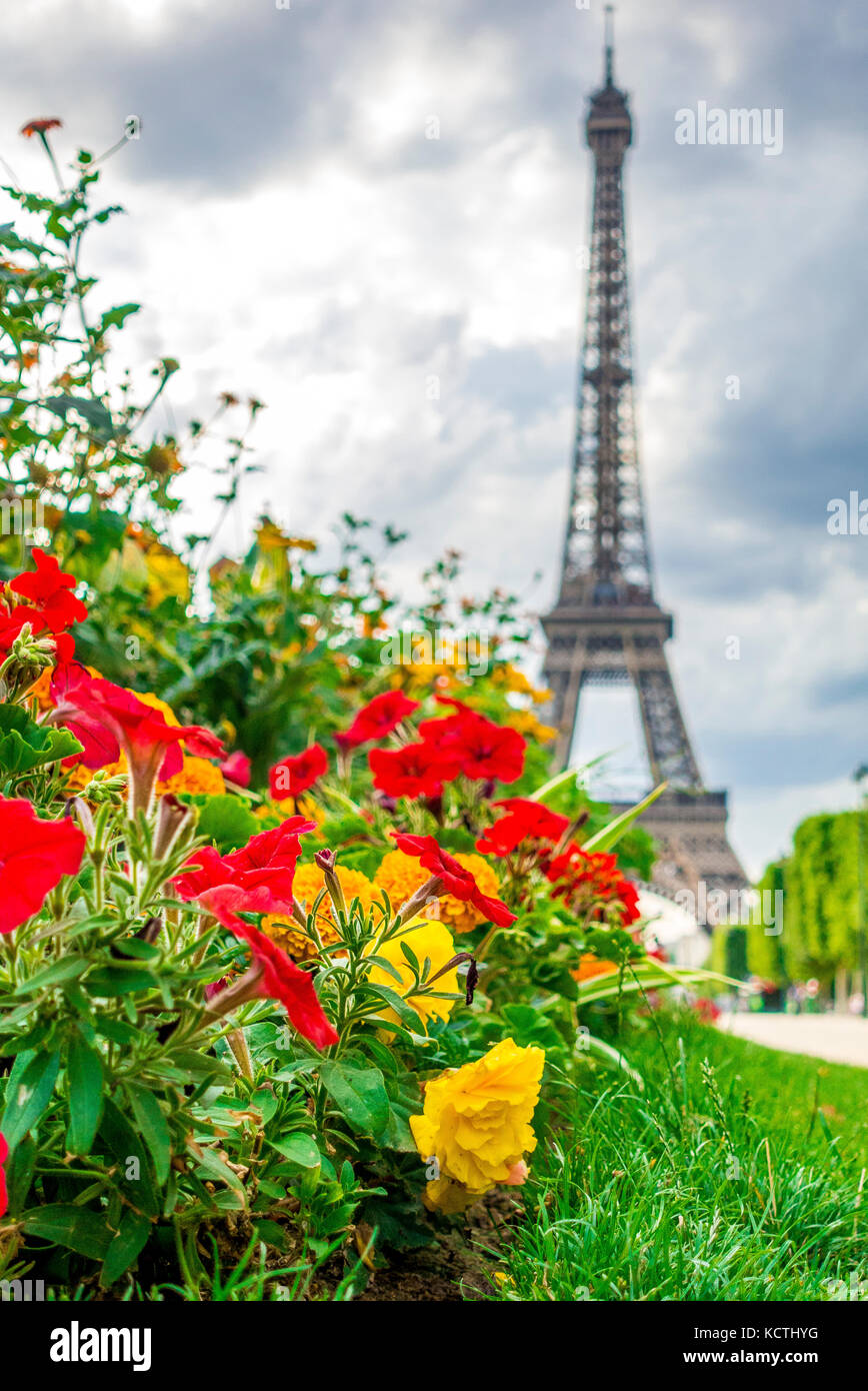 A View Of The Eiffel Tower From The Champ De Mars In Paris France