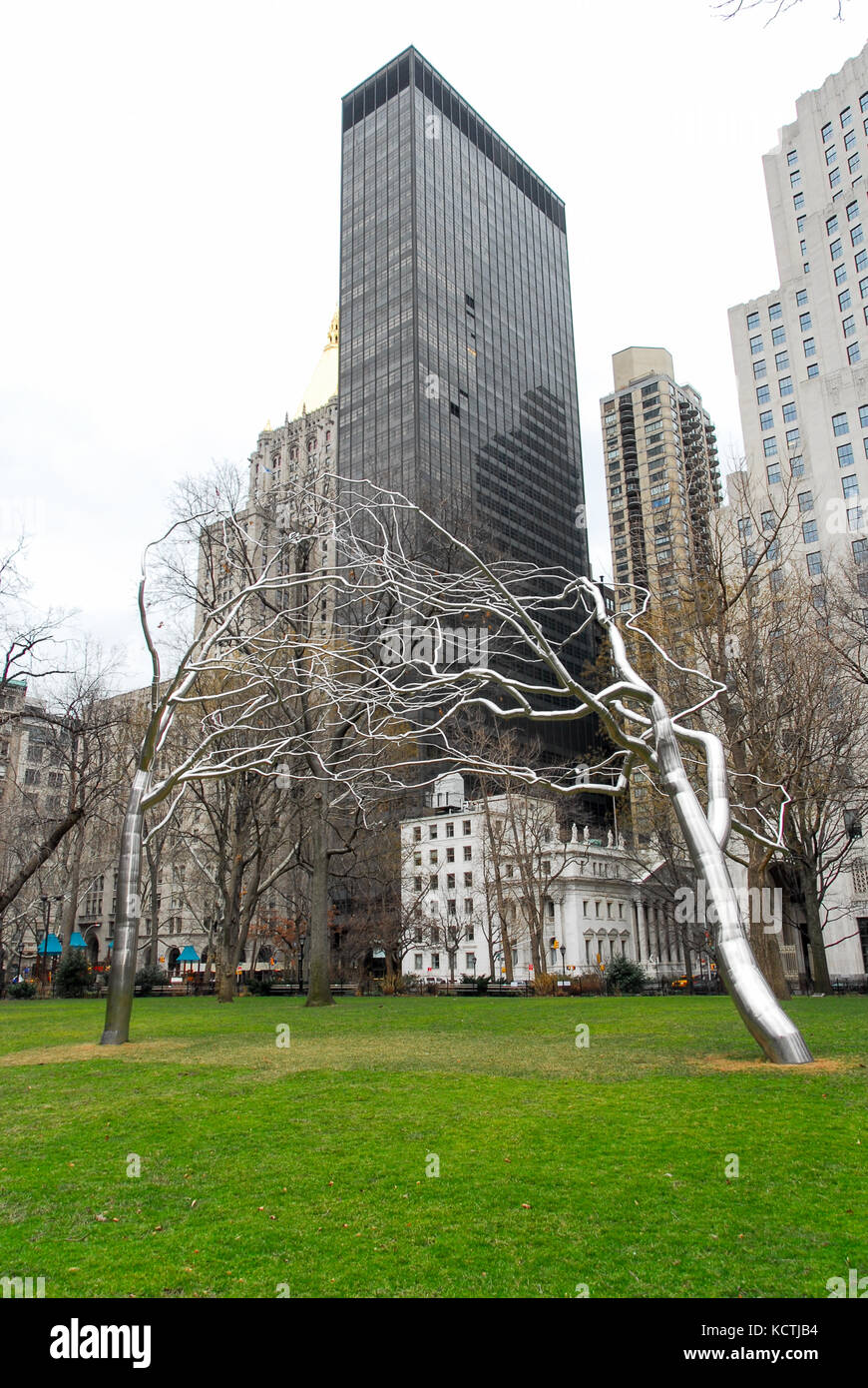Stainless steel tree sculptures in Madison Square Park in New York City Stock Photo Alamy