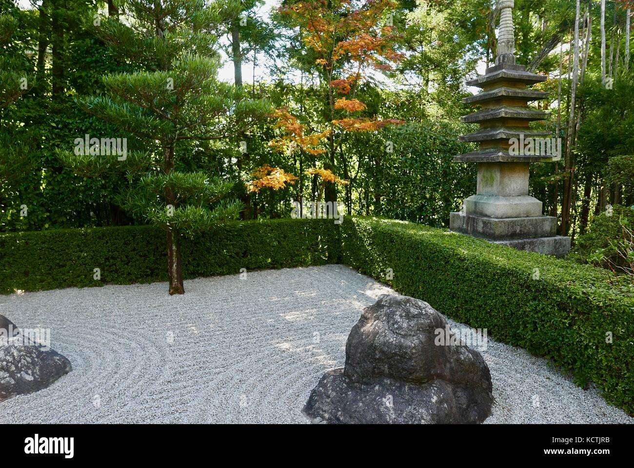 Myoshin-JI gardens in Kyoto Autumn Stock Photo