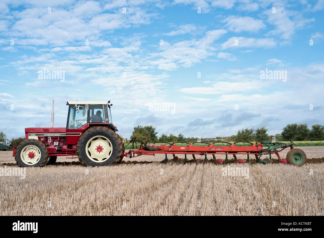 Vintage tractor ploughing competition at the Fairford, Faringdon, Filkins and Burford Ploughing Society Show. Lechlade on Thames, Gloucestershire, UK Stock Photo