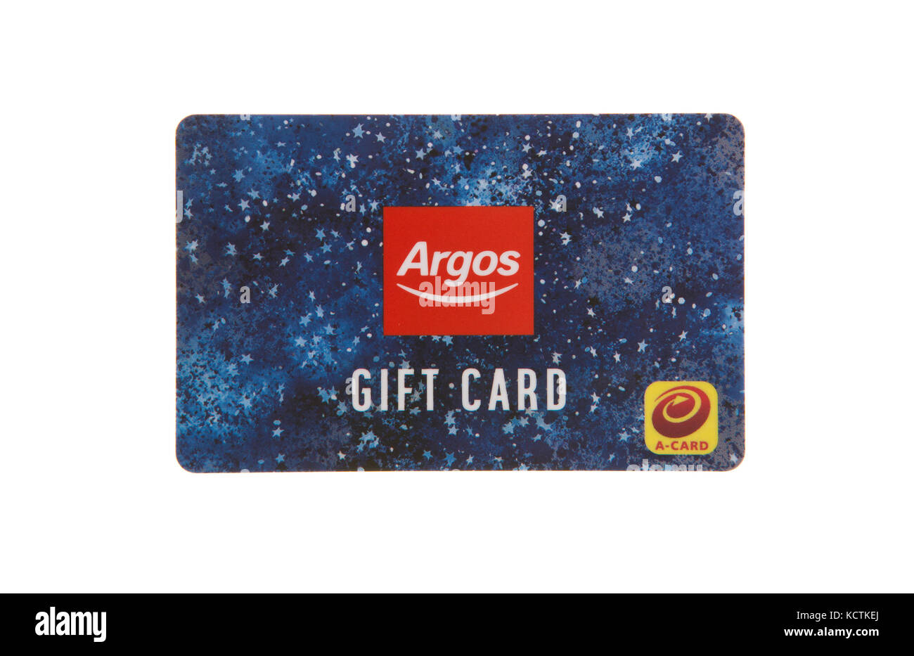 SWINDON, UK - OCTOBER 7, 2017: Argos Gift Card on a white background Stock Photo