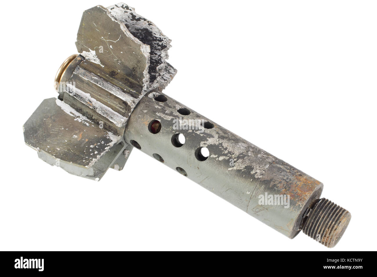 fragment of mortar bomb isolated Stock Photo Alamy