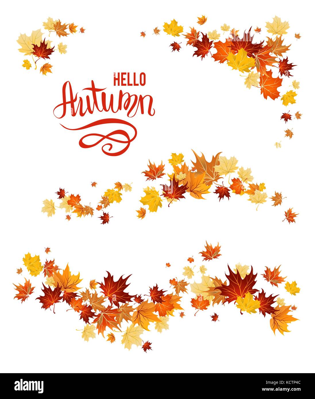 Autumn set of maple leaves Stock Vector