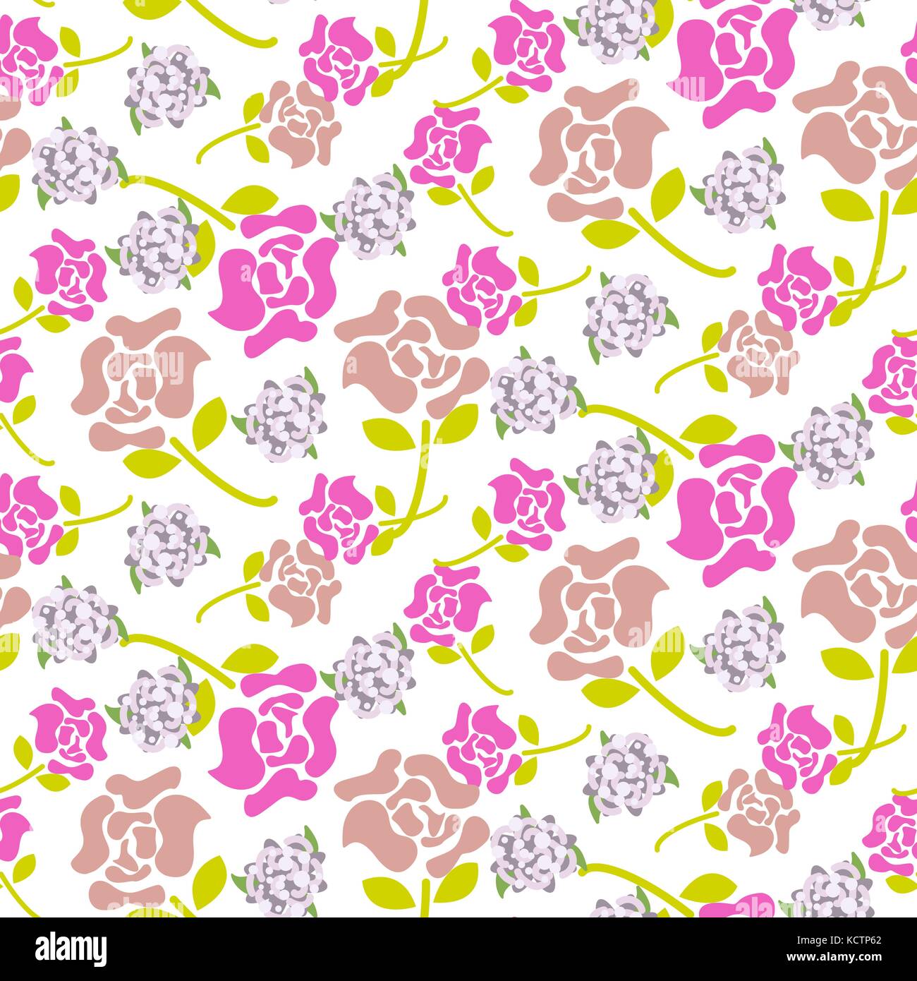 Rose flowers pink and green floral dark pattern seamless vector Stock ...