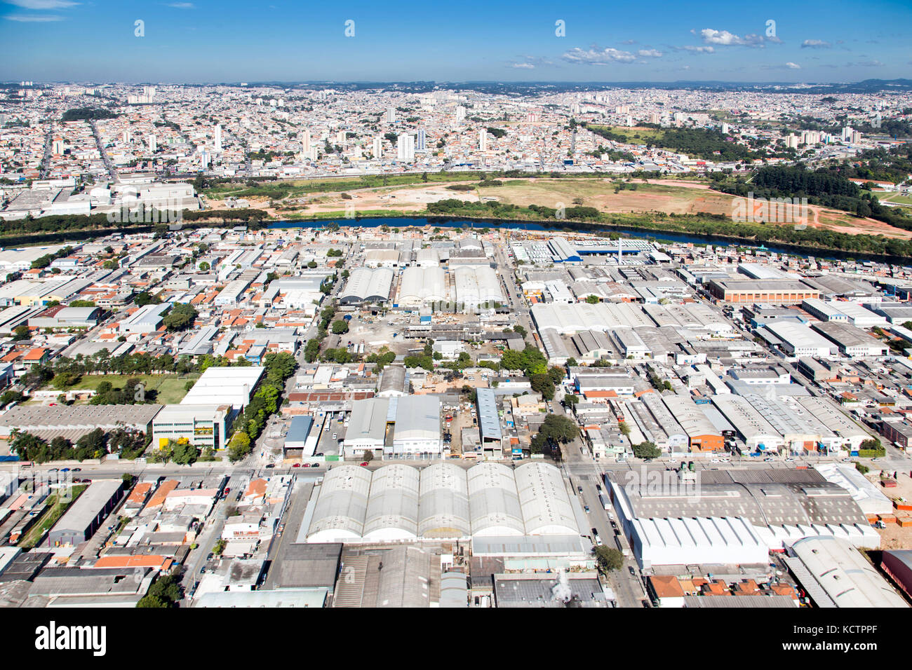 aerial view of houses at Sao Paulo Metropolitan Region Stock Photo