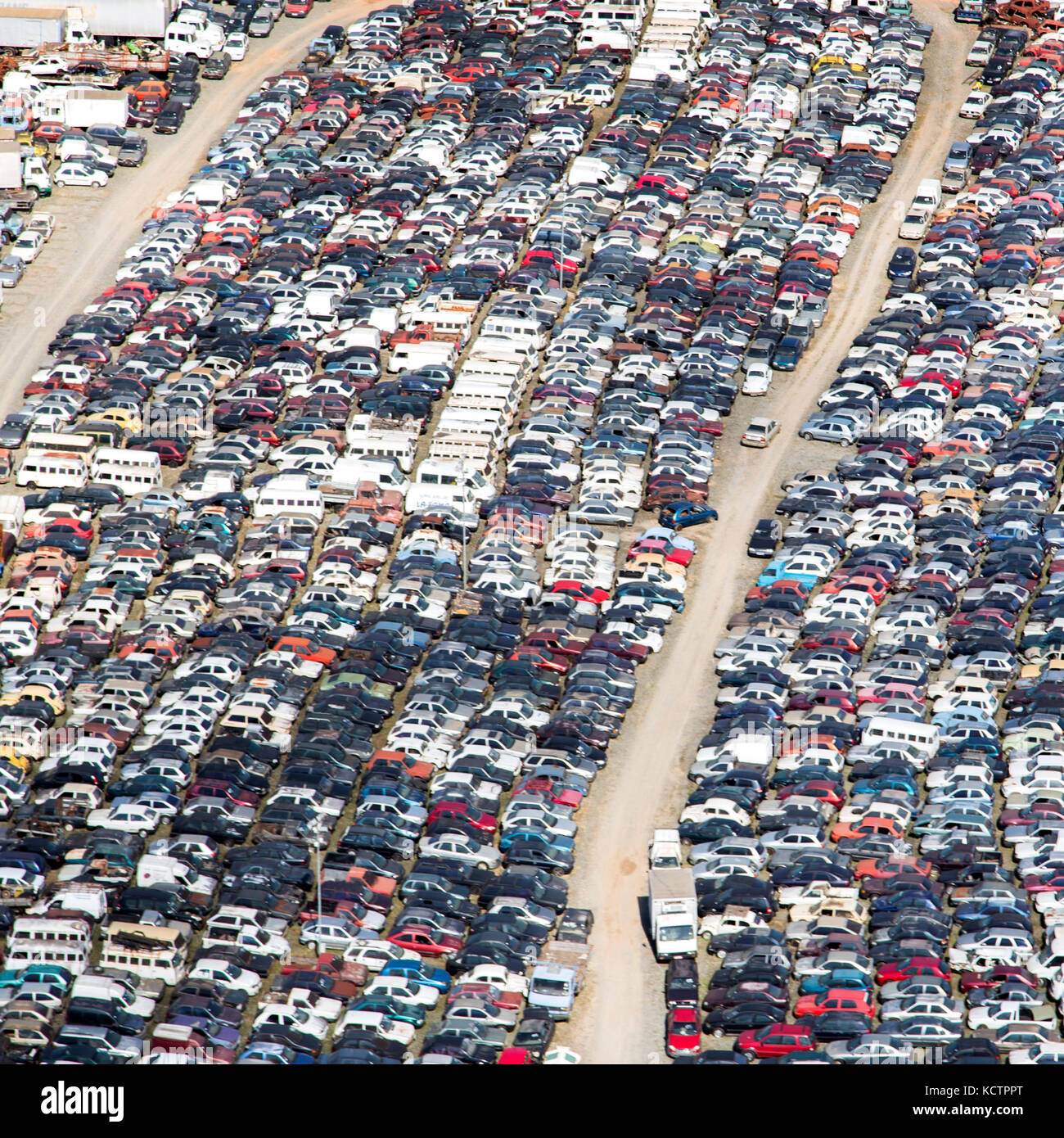 aerial view abandoned car depot junk yard Stock Photo Alamy