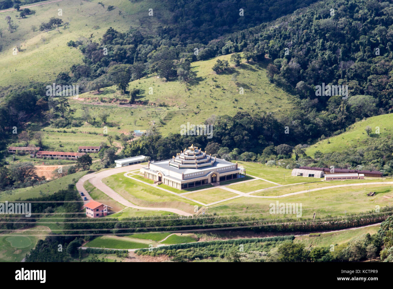aerial view - Templo Kadampa Stock Photo