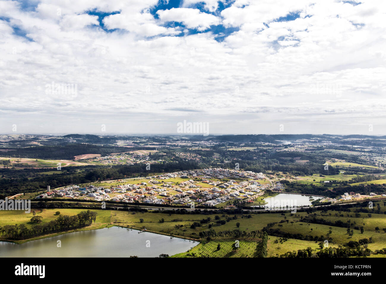 Aerial view of Jundiaí, city near São Paulo - Brazil. Houses and buildings. Reserva da Serra townhouse. Stock Photo