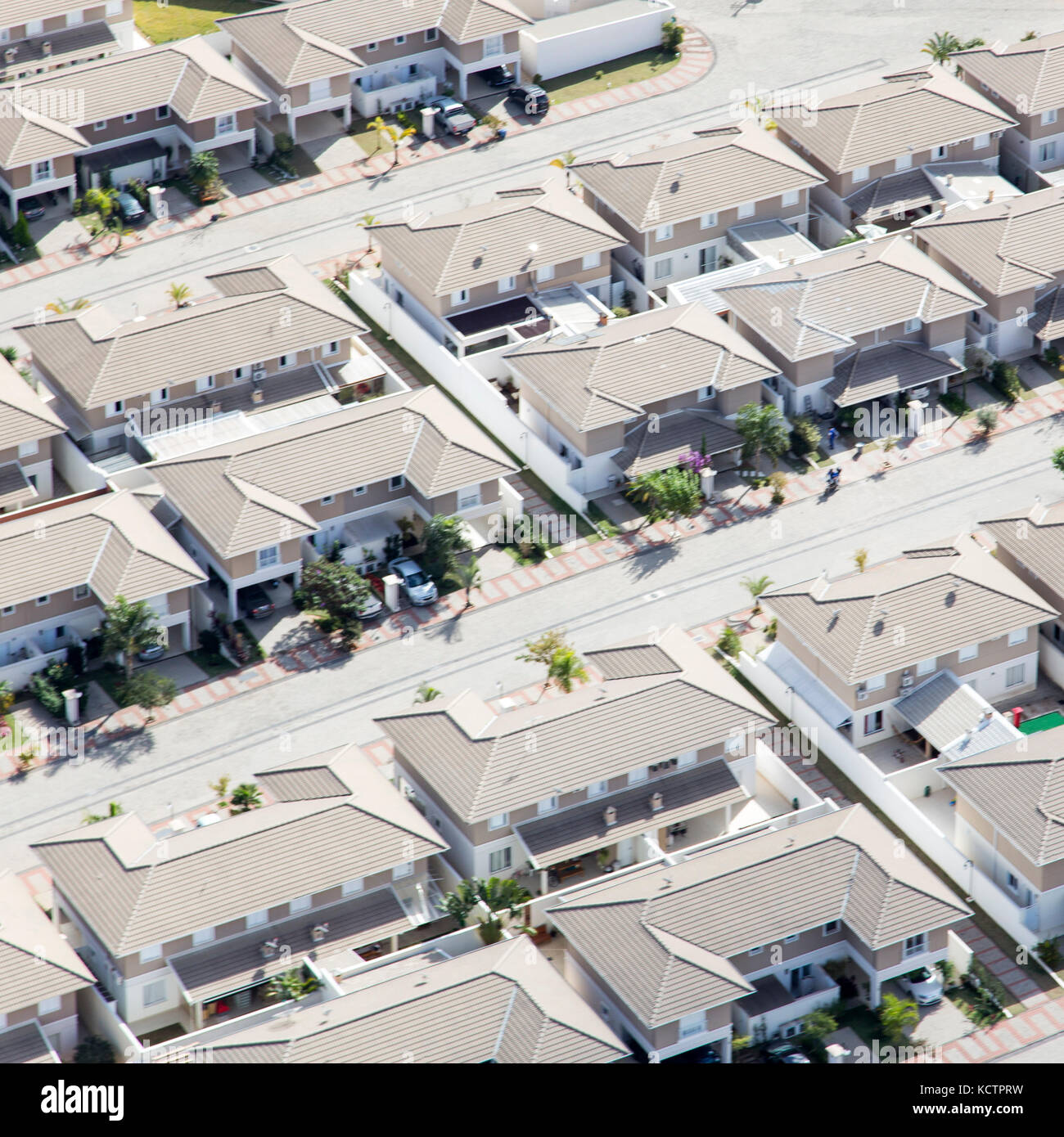 Aerial view of Jundiaí, city near São Paulo - Brazil. Houses at townhouse Nature Village (condomínio de casas) Stock Photo