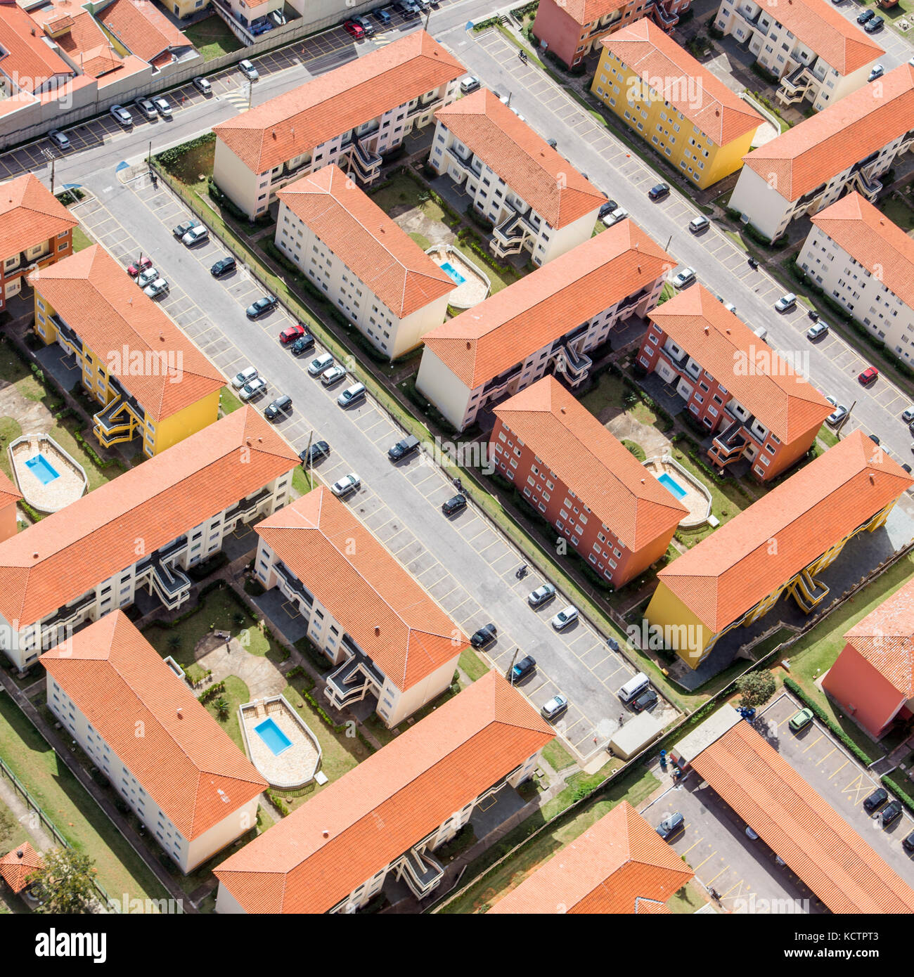 Aerial view of Jundiaí, city near São Paulo - Brazil. Houses and buildings at Eloy Chaves neighborhood. Condomínio Morada do Japi. Stock Photo