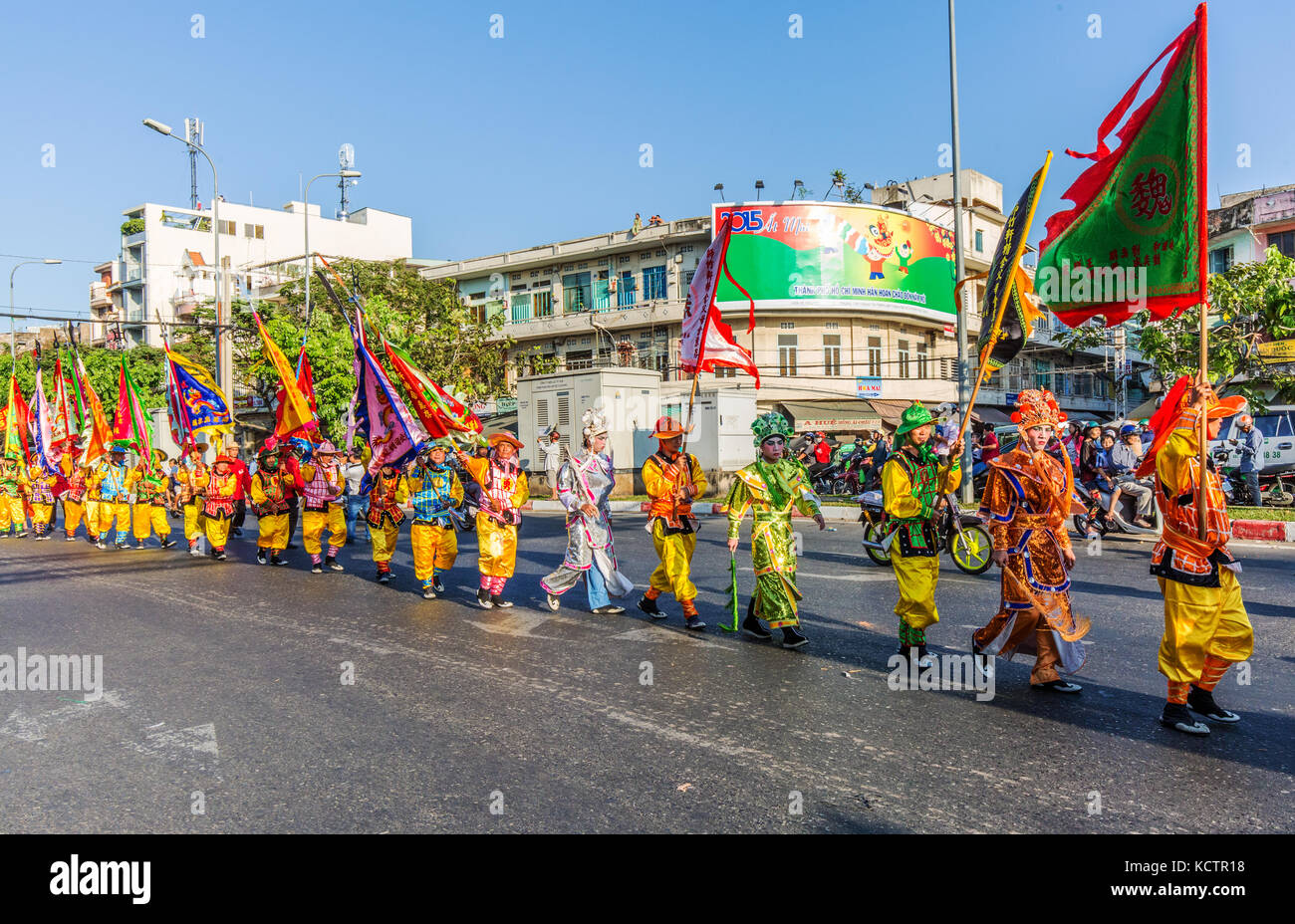 Royalty high quality free stock image view of Dragon dance in Lantern Festival (Full moon of the 1st month) at Ho Chi Minh city, Vietnam. Stock Photo