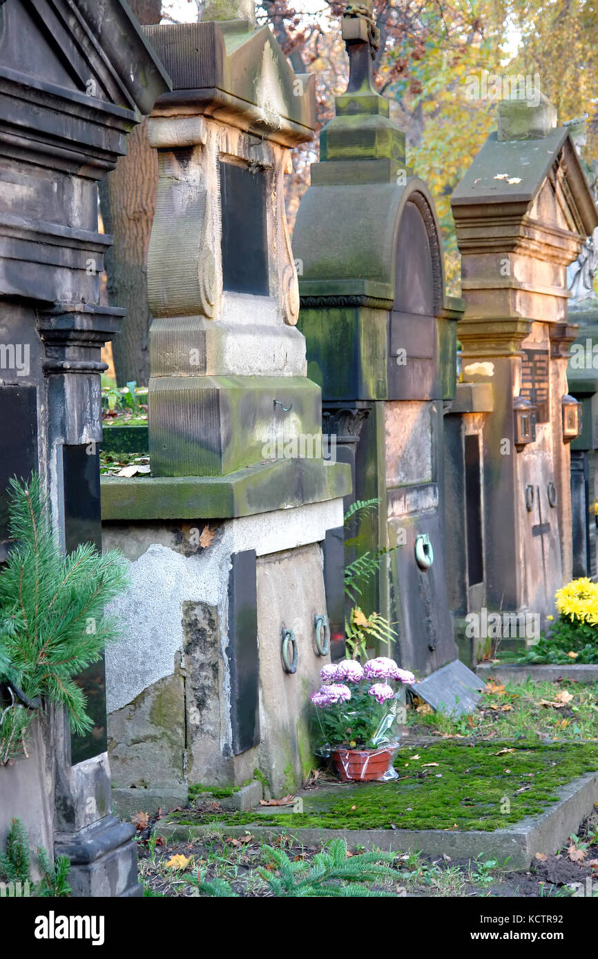 Closeup of old tombstones in the graveyard Stock Photo - Alamy
