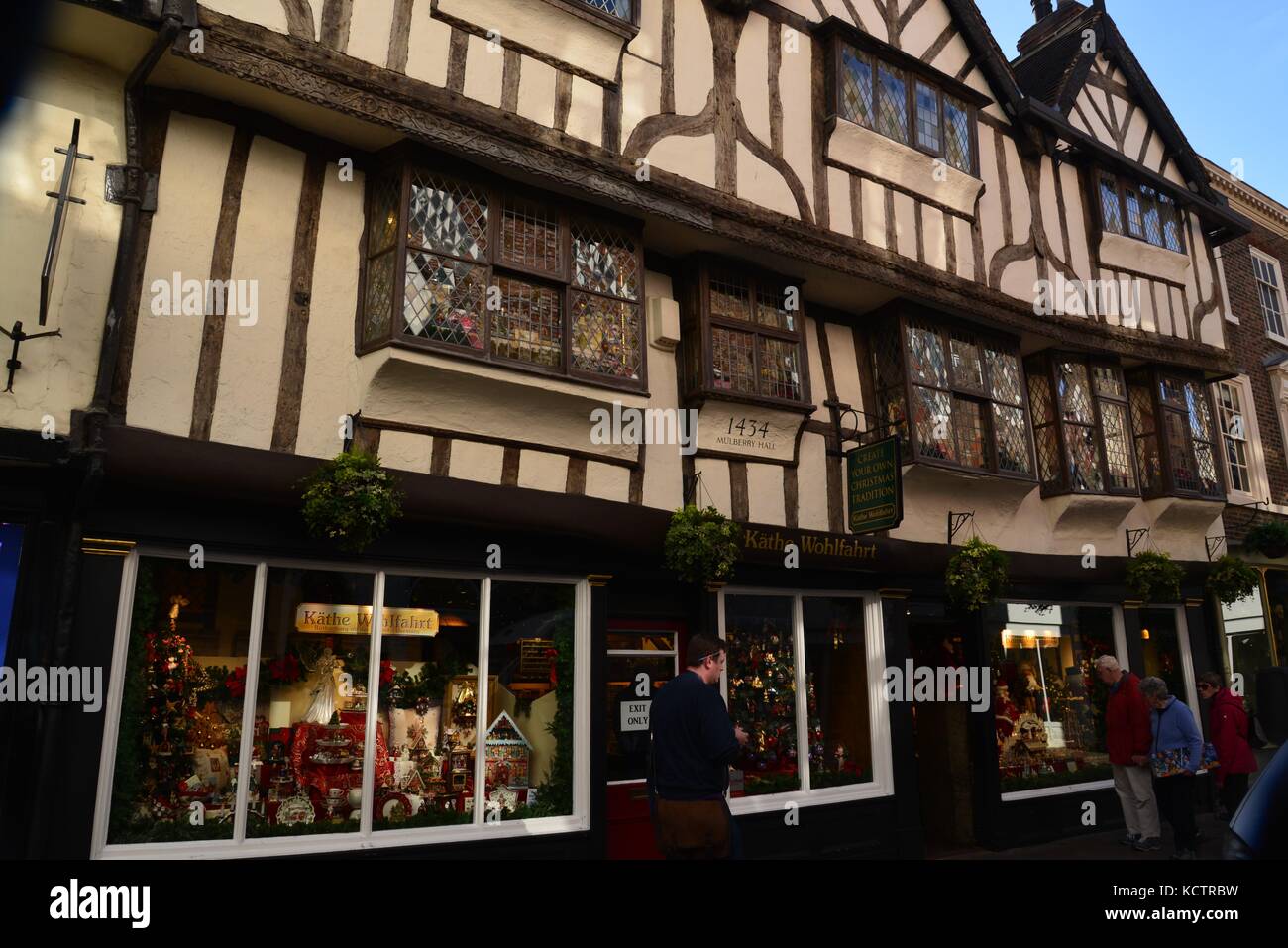 Facade of timber framed shops, York, UK Stock Photo