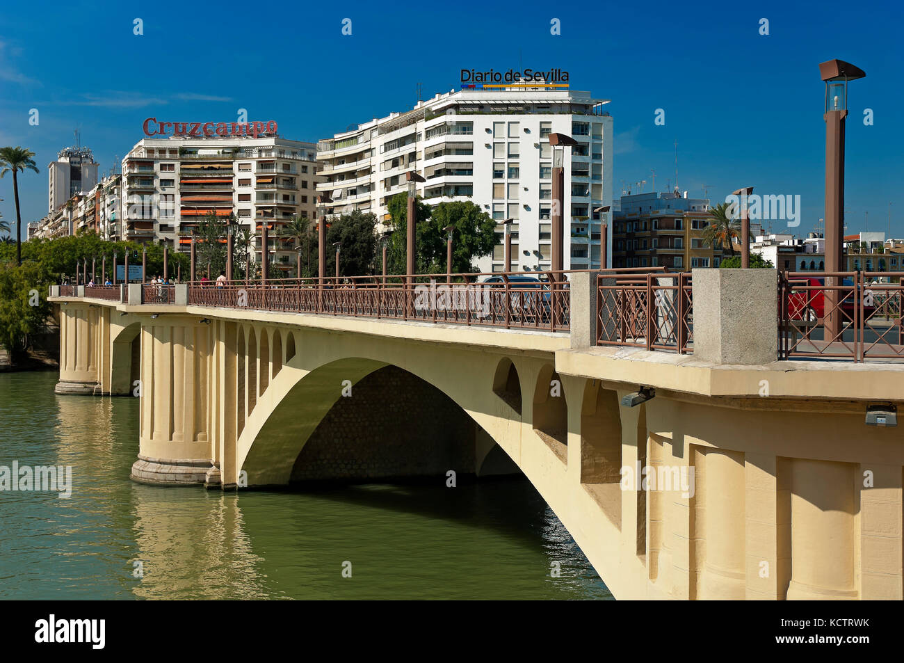 San Telmo Bridge and river Guadalquivir, Seville, Region of Andalusia, Spain, Europe Stock Photo