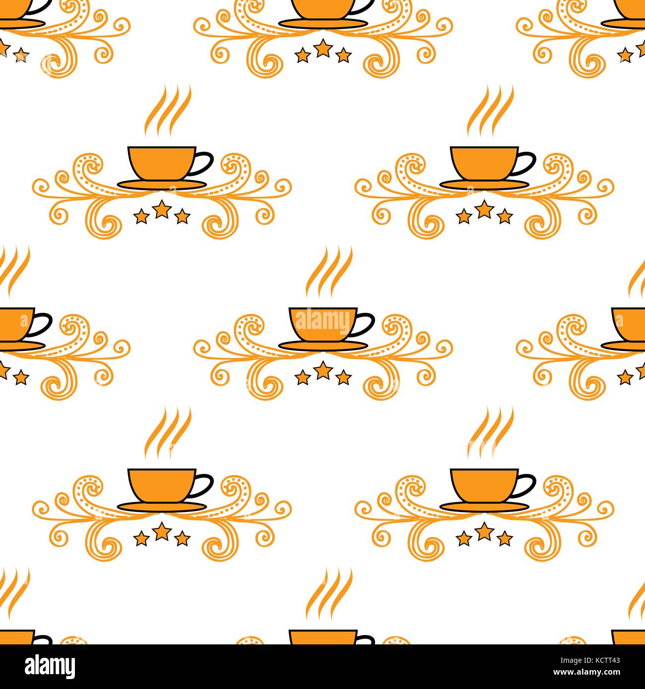 Seamless pattern with hand drawn sketchy tea and coffee cups Stock ...