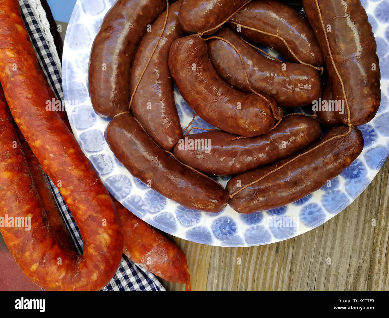 Spanish sausage with paprika and with blood of pork Stock Photo Alamy
