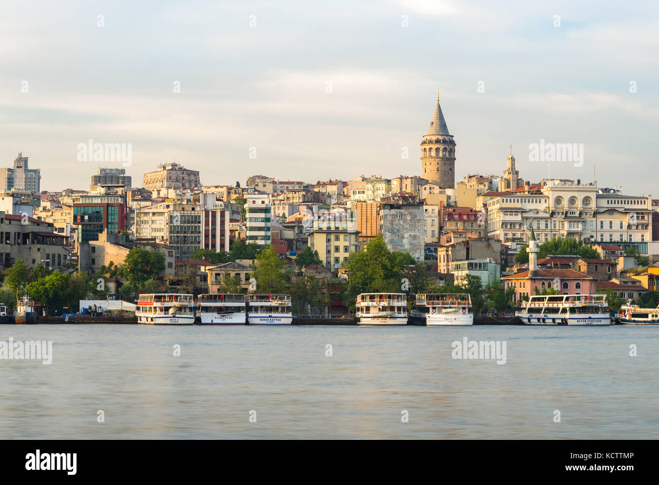 Galata Tower (Galata Kulesi) with Istanbul skyline, Turkey Stock Photo