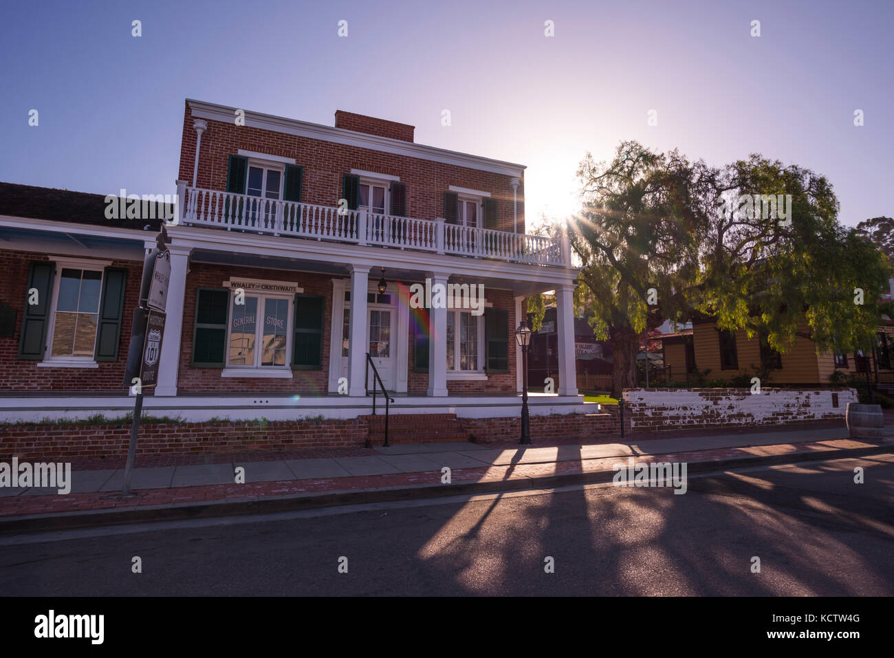 Whaley House building photographed in the morning. Old Town San Diego