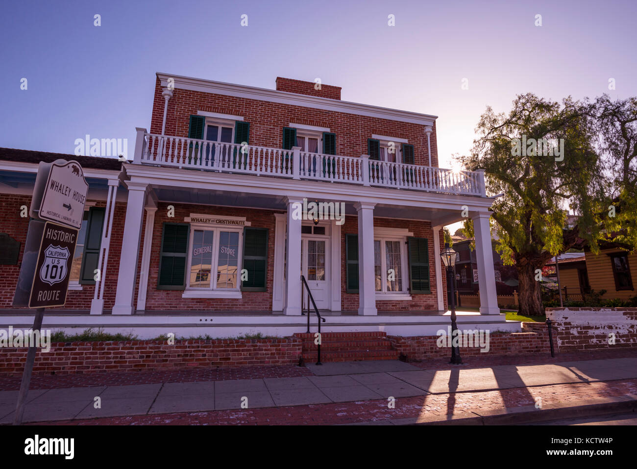 Whaley House building photographed in the morning. Old Town San Diego