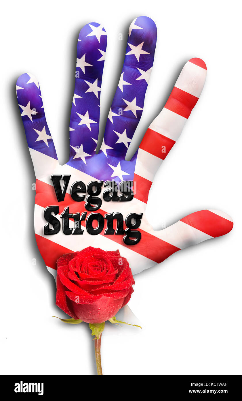 Vegas strong hand showing American unity. Stock Photo
