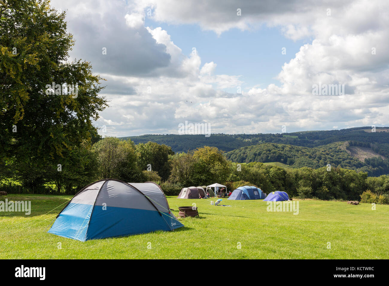 Tents on campsite, Wales, UK Stock Photo Alamy