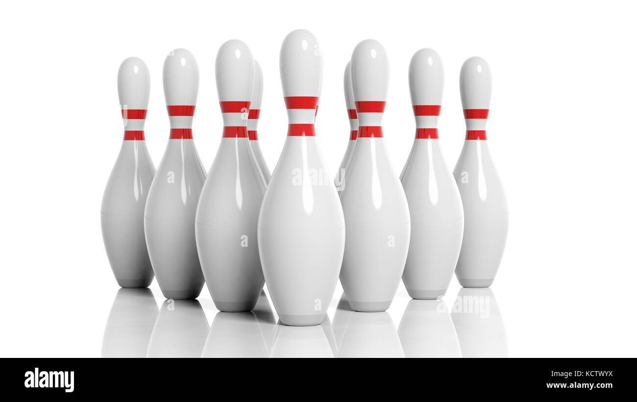 Bowling pins isolated on white background Stock Photo