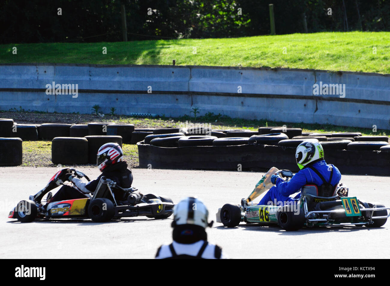Go Karting Around A Race Track Stock Photo 162816672 Alamy