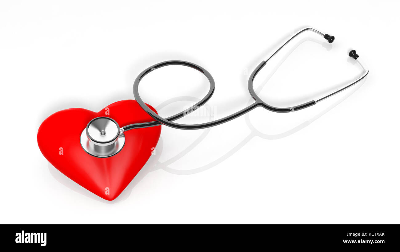 Stethoscope and heart icons, isolated on white background Stock Photo ...