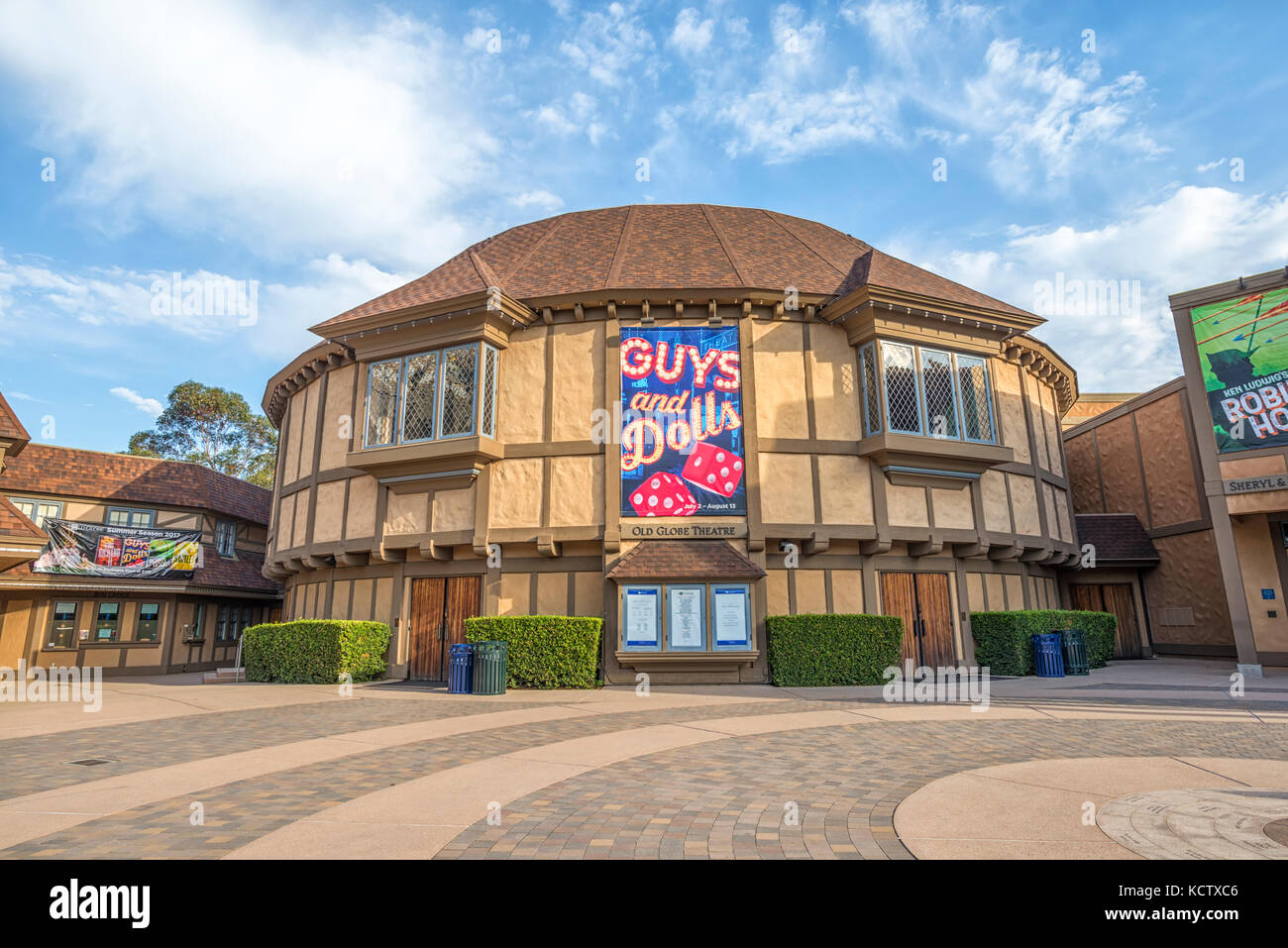 Old Globe Theatre building at Balboa Park. San Diego, California Stock