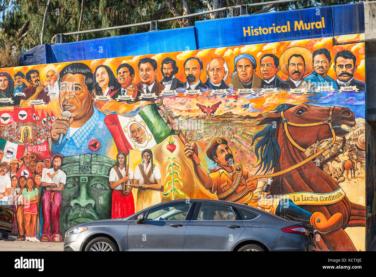 Historical Mural at Chicano Park. Barrio Logan, San Diego, California, USA. Stock Photo