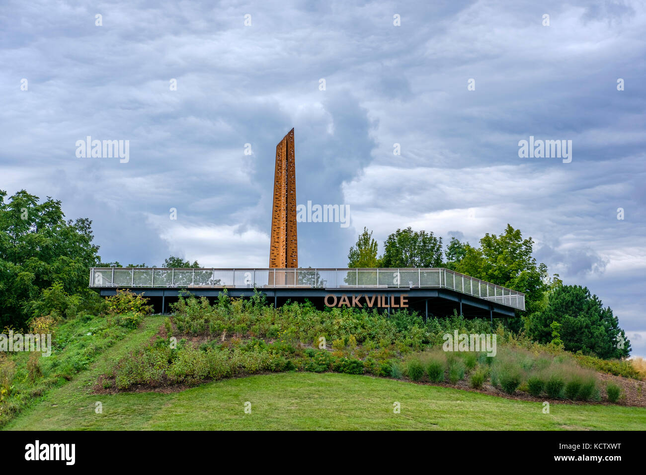 The Tannery Hill Observation Deck and Beacon, at Tannery Park, city park in Oakville Harbour West Shore, Oakville, Ontario, Canada. Stock Photo
