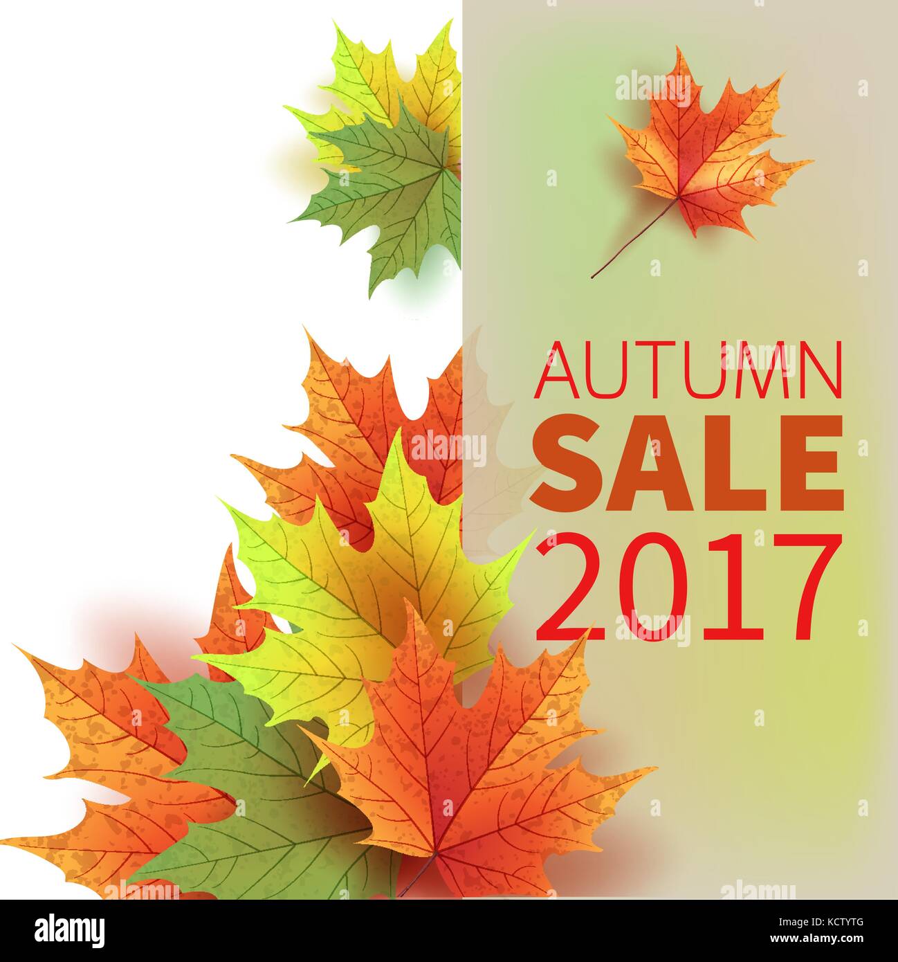 Autumn leaves. Bright colourful autumn maple leaves. Template for placards. Seasonal sale in shop. Vector Illustration Stock Vector