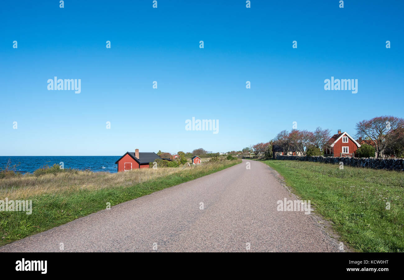 Djupvik on the west coast of Swedish Baltic sea island Oland in October 2017. Oland is a popular tourist destination in Sweden during summertime. Stock Photo