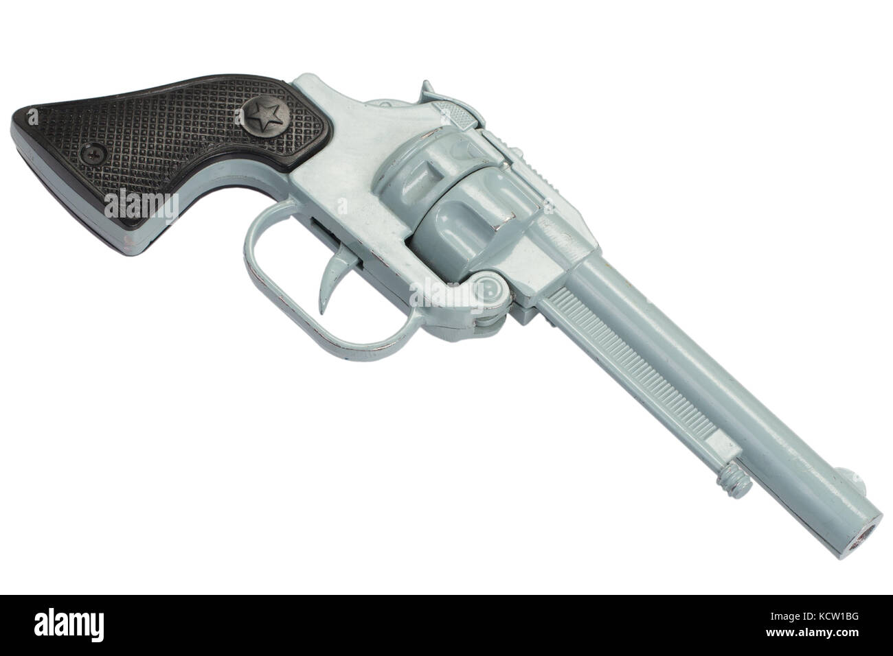 old retro toy pistol isolated on a white background Stock Photo