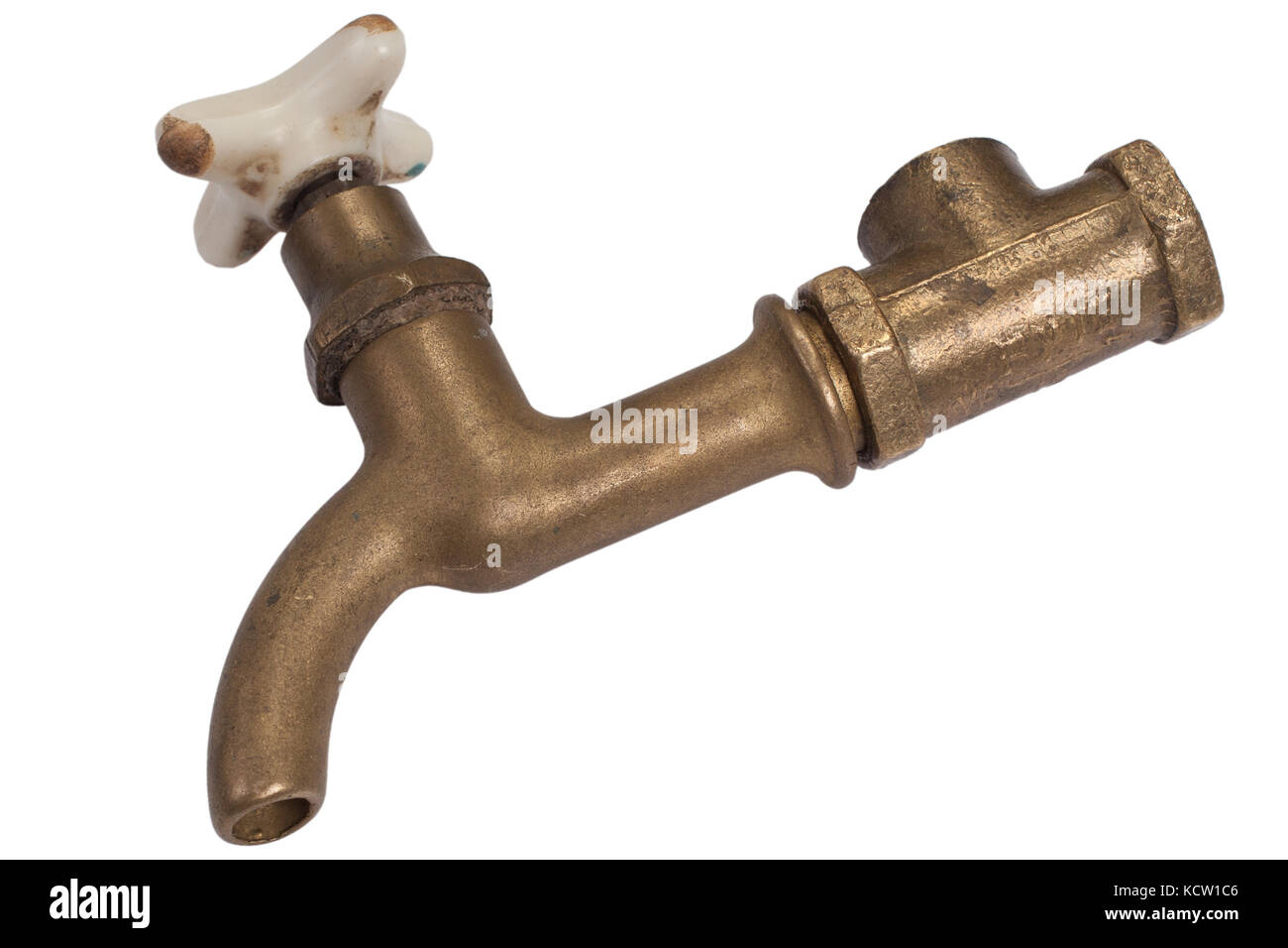 Ancient vintage bronze tap isolated on white Stock Photo Alamy