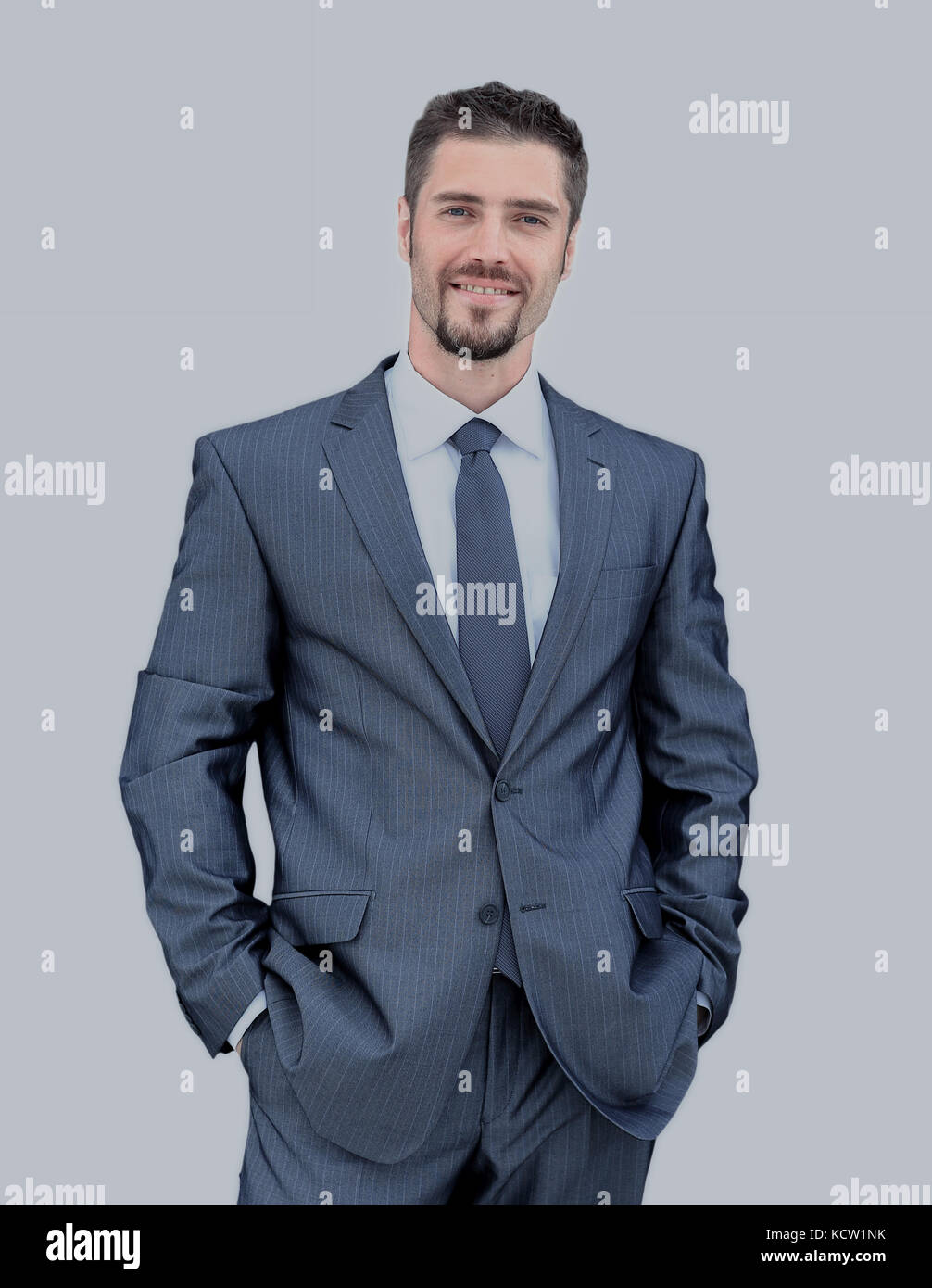 Smiling business man. Isolated over white background Stock Photo - Alamy