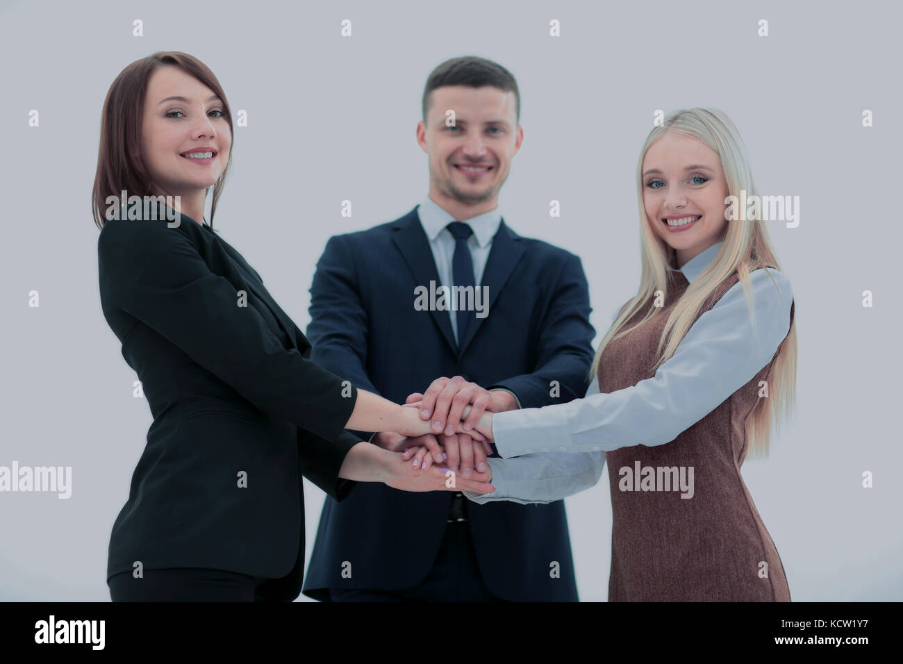 Close up image of business people making a stack of hands Stock Photo ...