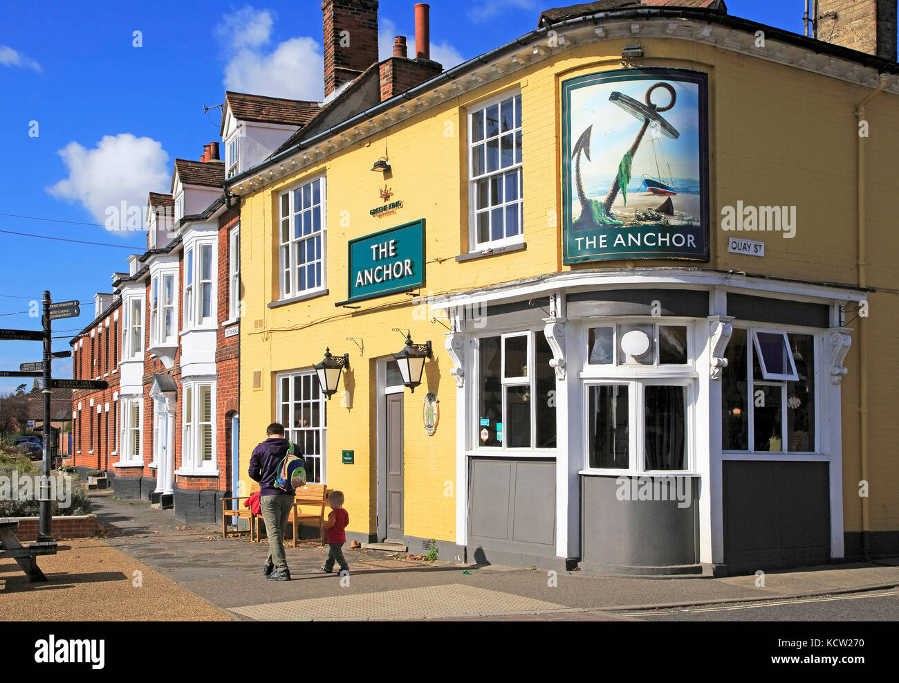 The Anchor pub on Quay Side, Woodbridge, Suffolk, England, UK Stock