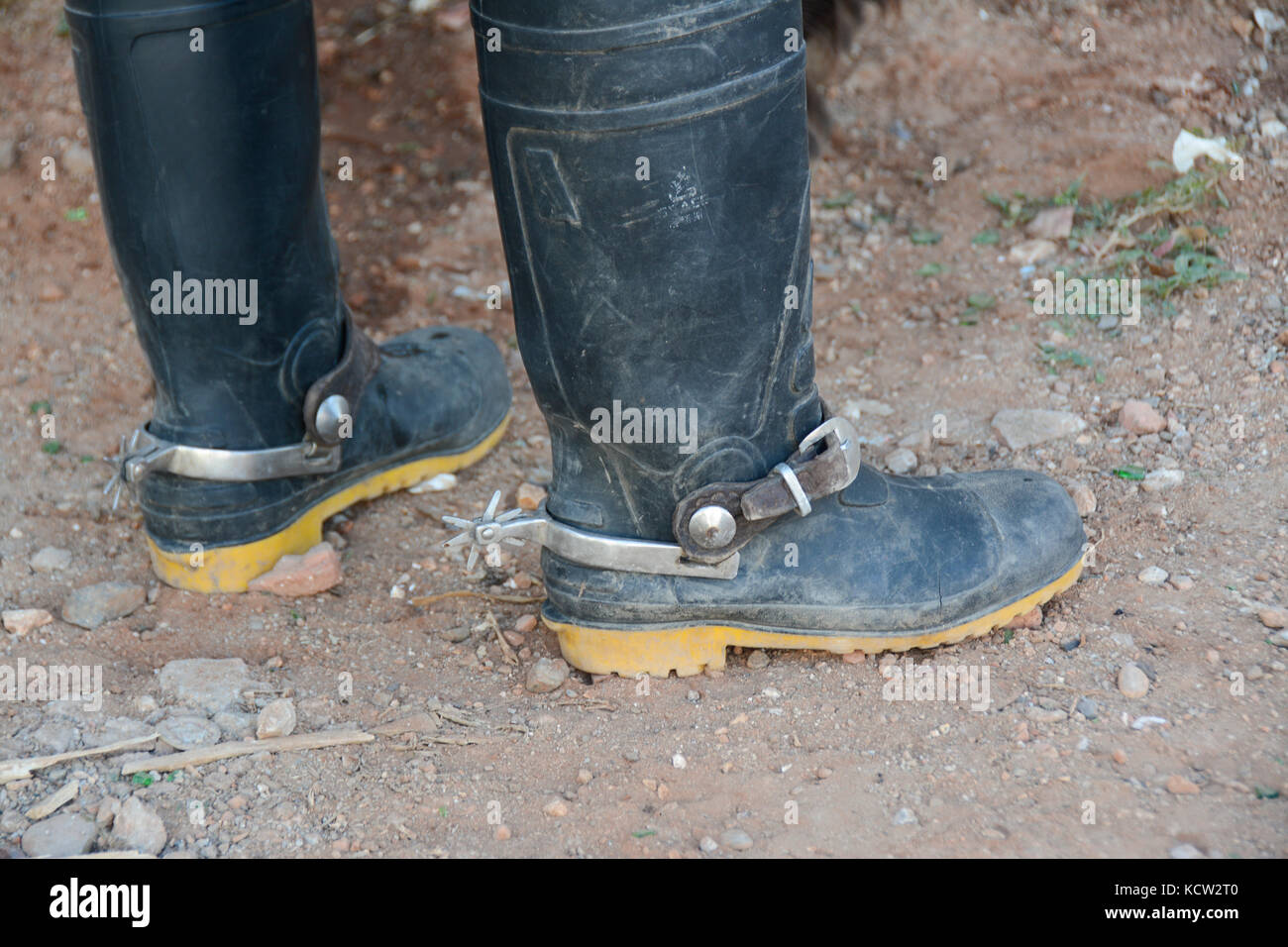 Cuban cowboy boots, rubber boots with spurs, Trinidad, Cuba Stock Photo Alamy