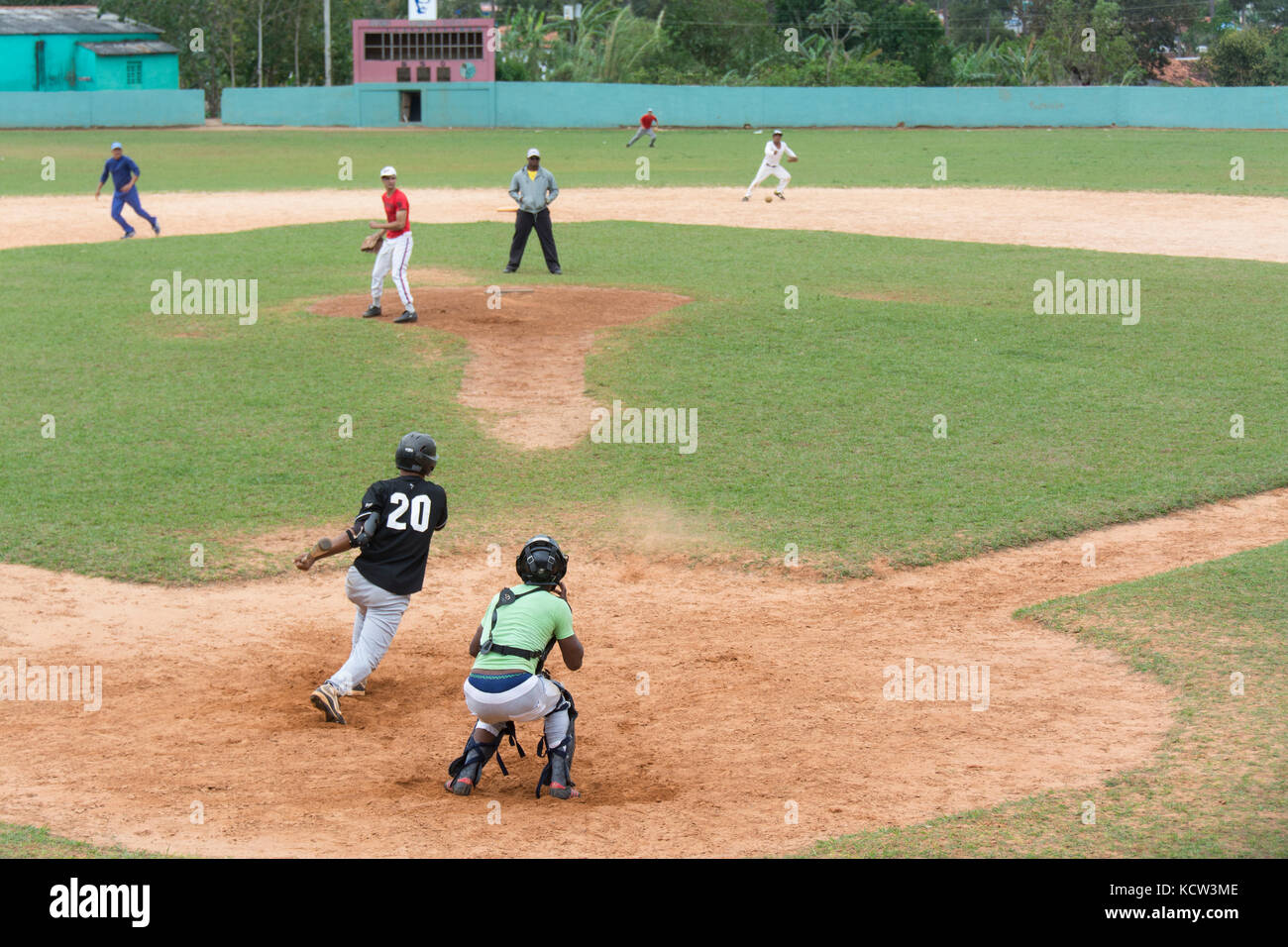 Recreational baseball on a Sunday afternoon, Vinales, Cuba Stock Photo