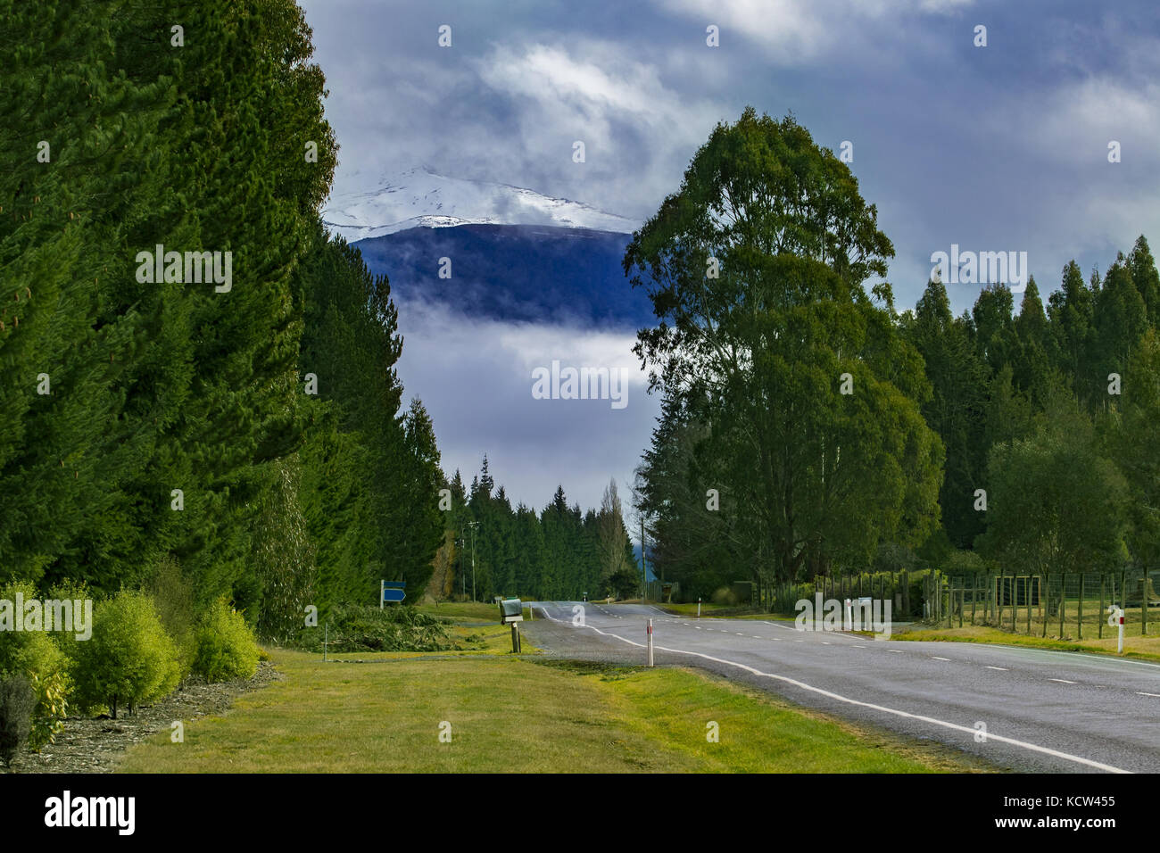 rural scene road side to te anau town south land new zealand Stock Photo