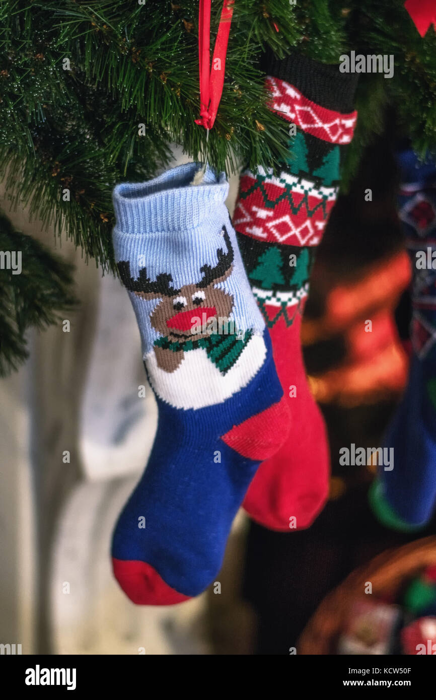 socks on christmas tree