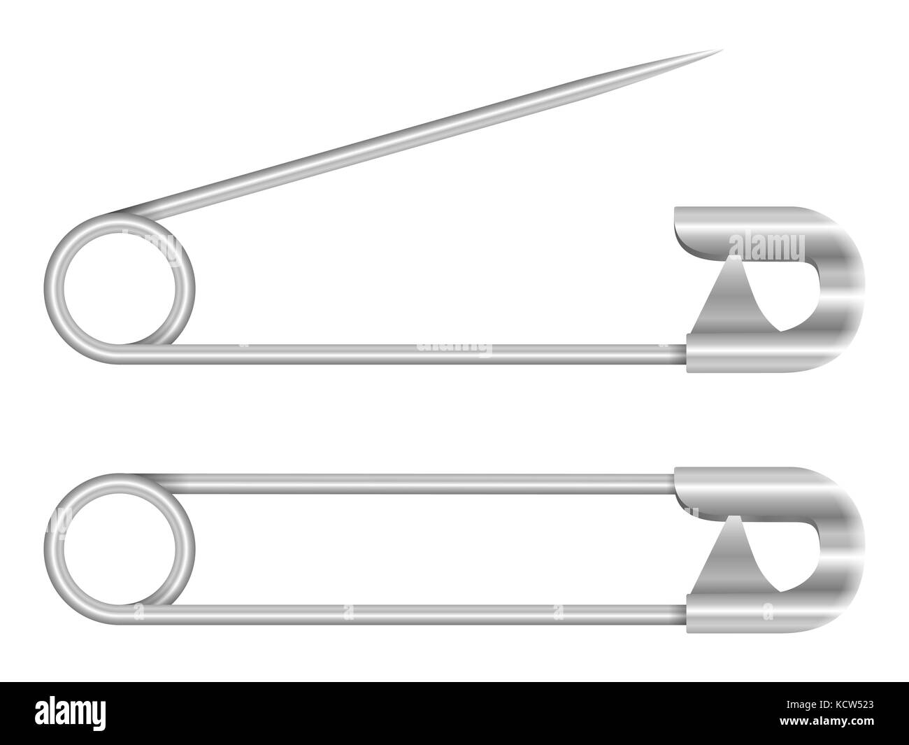 Safety pins on a white background Stock Photo Alamy