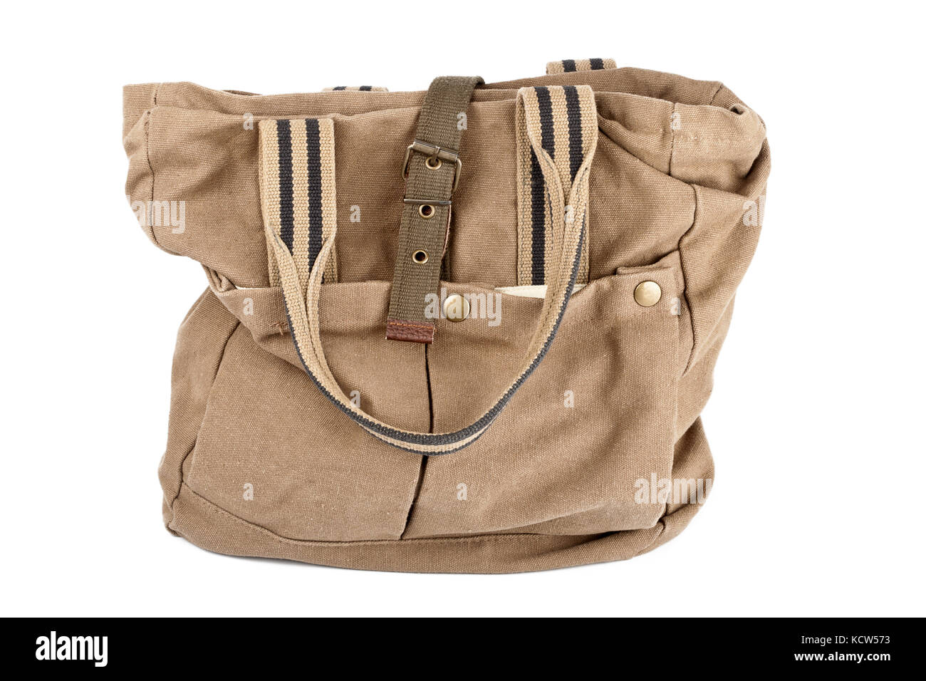 Brown canvas purse isolated on a white background Stock Photo - Alamy