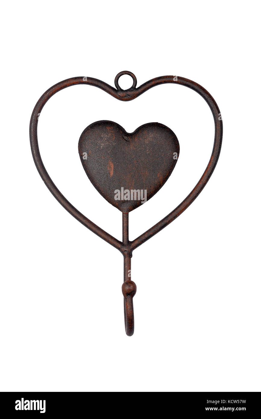 Heart shape vintage hanger isolate on white Stock Photo