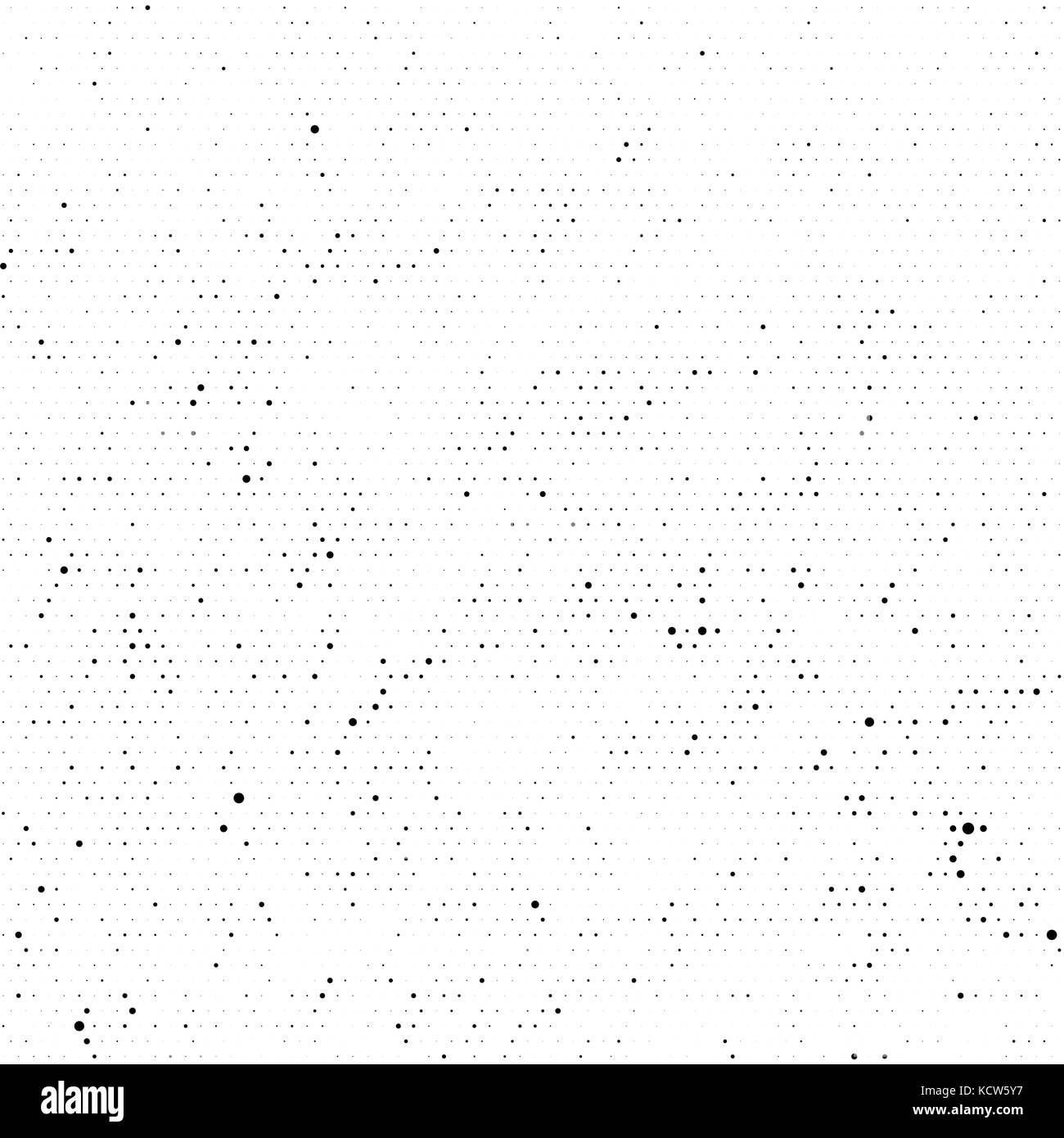 Seamless subtle black halftone vector texture overlay. Monochrome abstract splattered white repeat background. Dotted grain black and white gritty Stock Vector