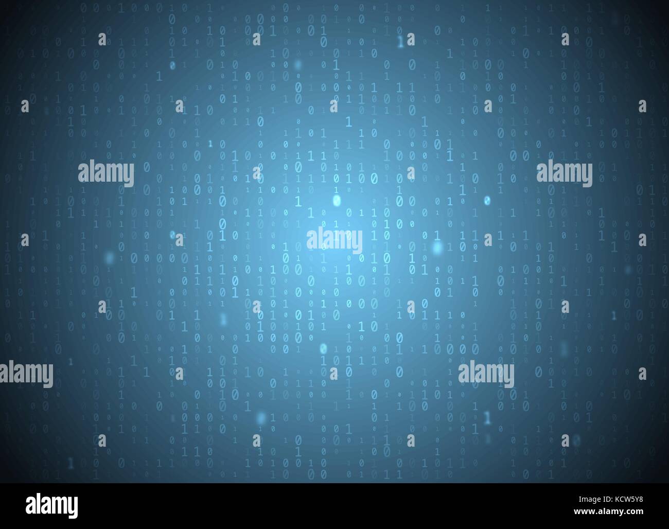 Vector binary code blue background. Big data and programming hacking, deep decryption and encryption, computer streaming numbers 1,0. Coding or Hacker Stock Vector